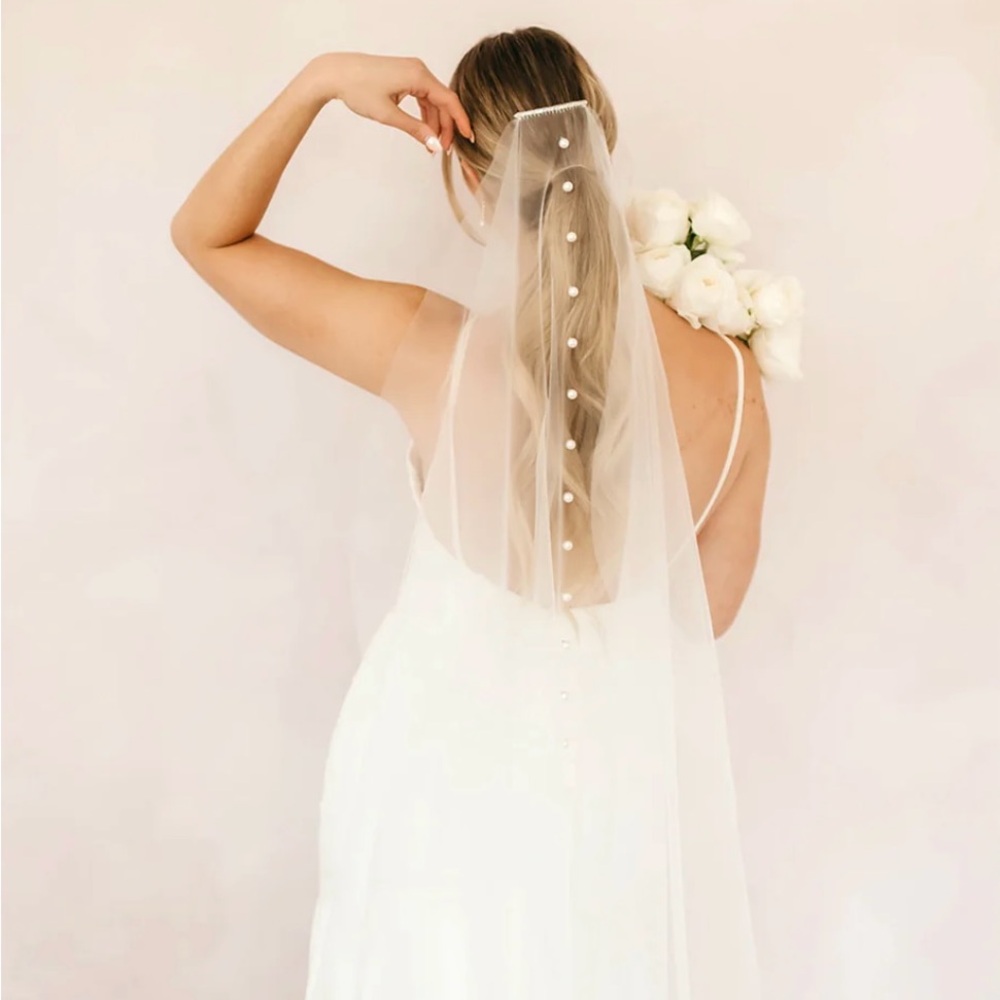 Chapel Length Bridal Veil with Pearls